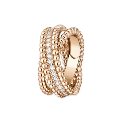 Van Cleef & Arpels Perlee diamonds duo ring "18K Rose gold/Diamond"
