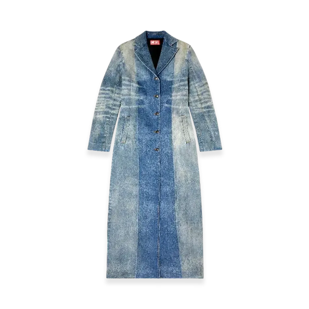 Diesel De-Lamour-Fsf Denim Coat With Solarized Folds "Medium Blue"