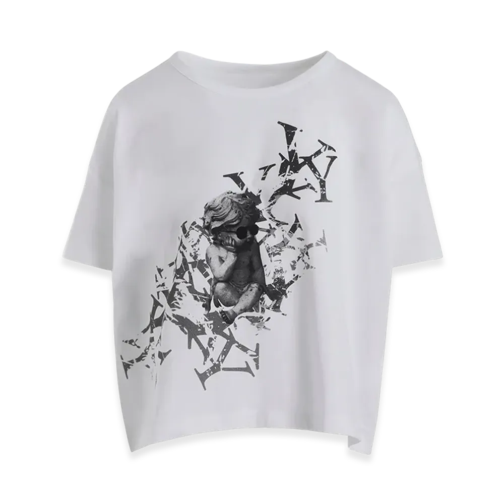 Y's Angel Print Half Sleeve T "Off White"