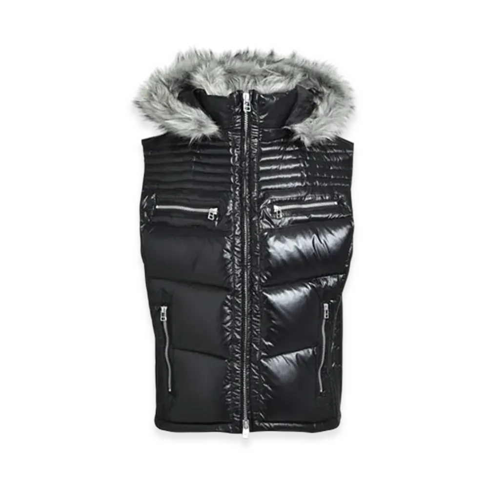 BREATH Fur Shiny Down Vest "Black"
