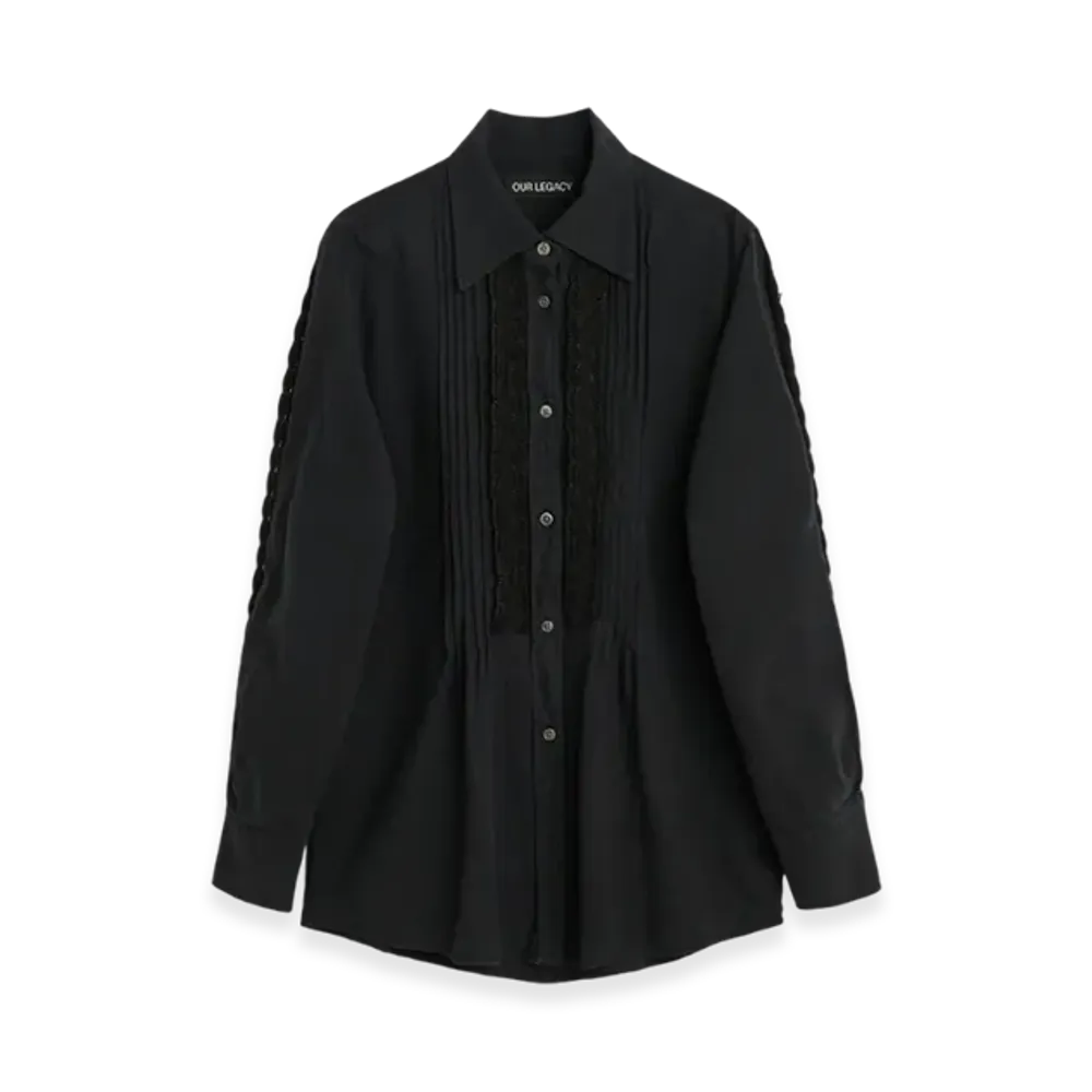 OUR LEGACY Women's Sincere Shirt "Pleated Black Kitchen Weave"