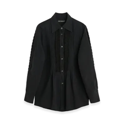OUR LEGACY Women's Sincere Shirt "Pleated Black Kitchen Weave"