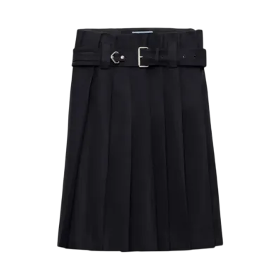 PRADA Women's Pleated Gabardine Skirt "Navy"