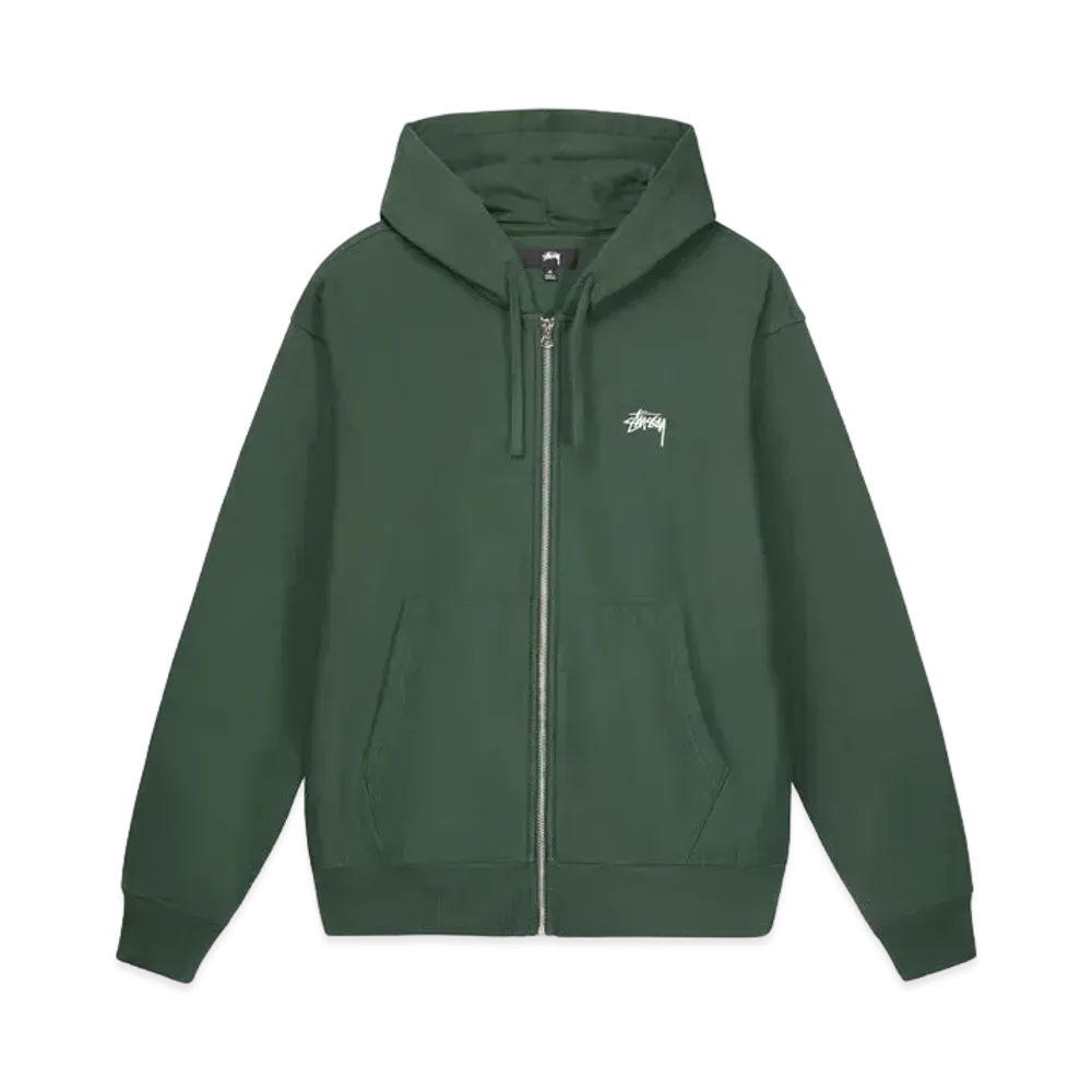 Stussy Overdyed Stock Logo Zip Hoodie "Forest"