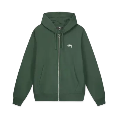 Stussy Overdyed Stock Logo Zip Hoodie "Forest"