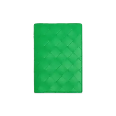 Bottega Veneta Intrecciato Calfskin Passport Case "Parakeet"