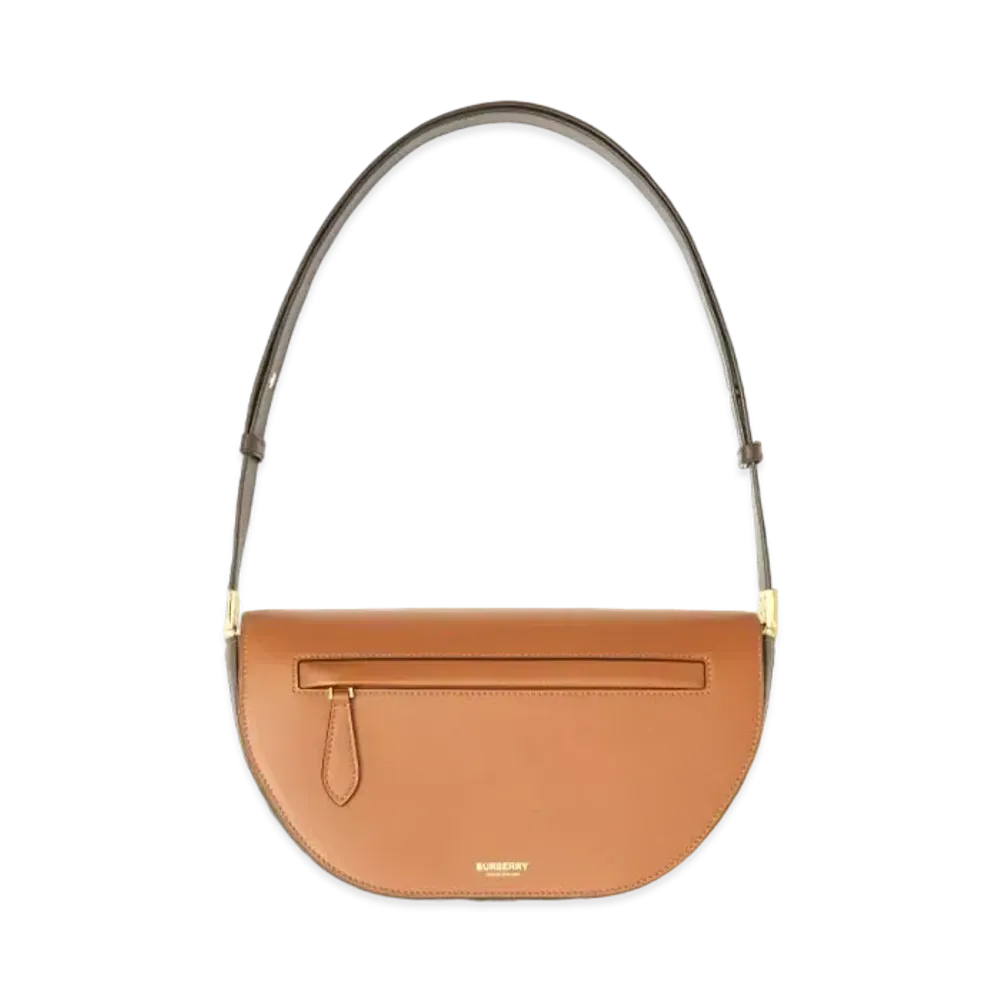 Burberry Small Two Tone Leather Olympia Bag "Warm Tan"