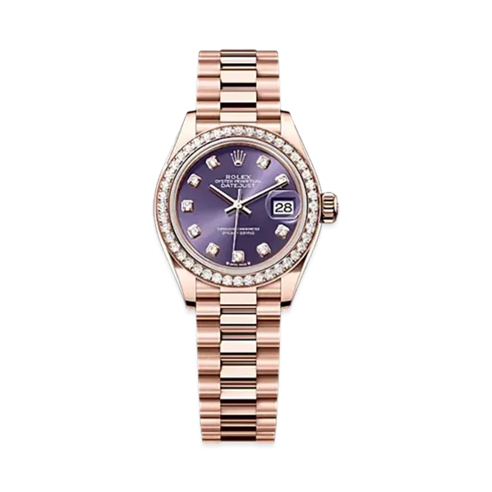 ROLEX Lady-Datejust 28mm Everose Gold Diamond 279135RBR "Aubergine"