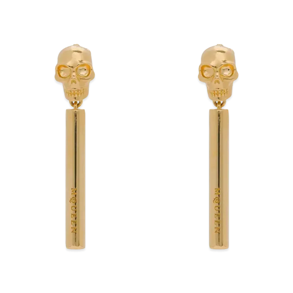 Alexander McQUEEN Skull Bar Earrings "ShinyGold"