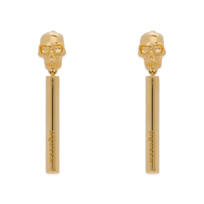 Alexander McQUEEN Skull Bar Earrings "ShinyGold"