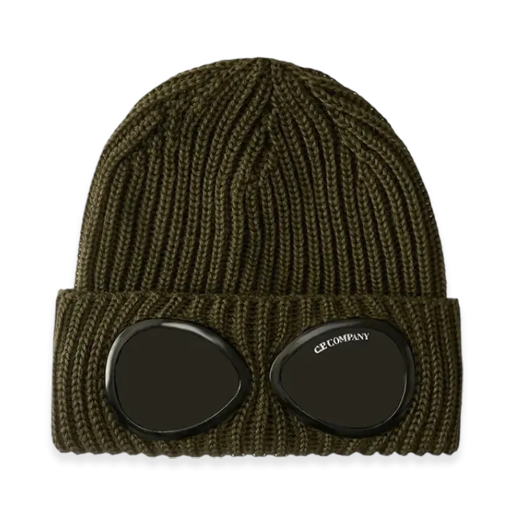 C.P. Company Extrafine Merino Wool Goggle Beanie "Ivy Green"