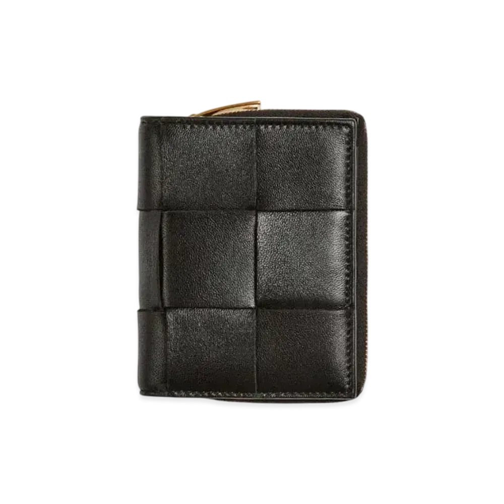 Bottega Veneta Small Cassette Bi-Fold Zip Wallet "Black"