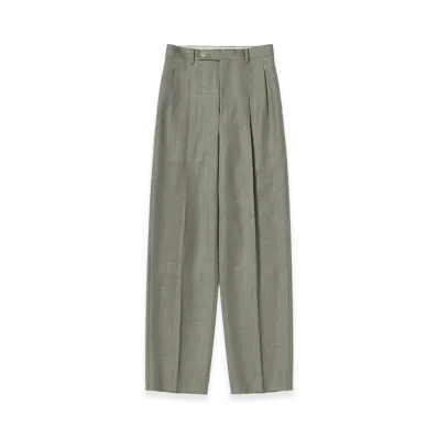 AURALEE Bluefaced Wool Two-Tuck Slacks "Khaki Gray Stripe"