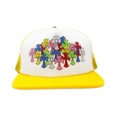 Chrome Hearts Trucker Cap Cemetery King Taco Cross "Yellow/White"