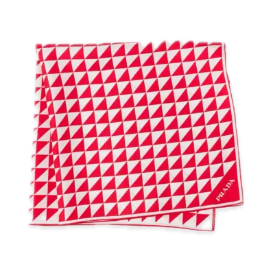 PRADA Printed Silk Twill Scarf 90 x 90 "Red/White"