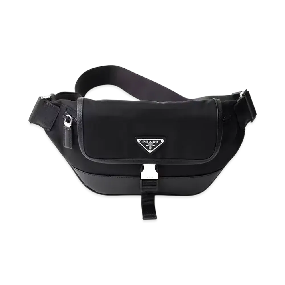 PRADA Re-Nylon and Saffiano Leather Shoulder Bag "Black"