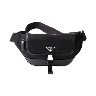 PRADA Re-Nylon and Saffiano Leather Shoulder Bag "Black"