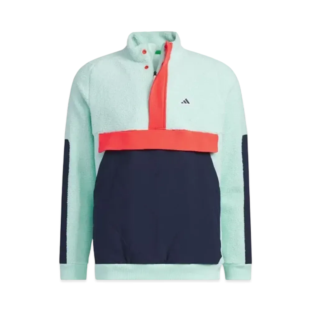 adidas Color Block Anorak Boa Fleece Jacket "Light Aqua"