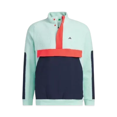 adidas Color Block Anorak Boa Fleece Jacket "Light Aqua"