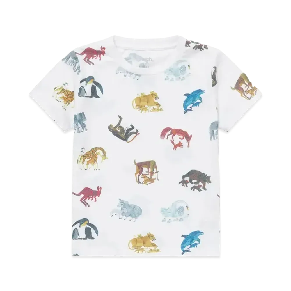 graniph x Eric Carle Animal Families Kids All Over Print T-Shirt "White"