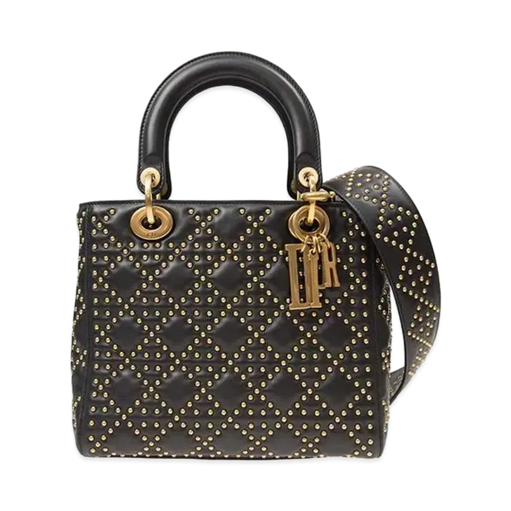 Dior Lady Dior Cannage Studs Handbag "Black"