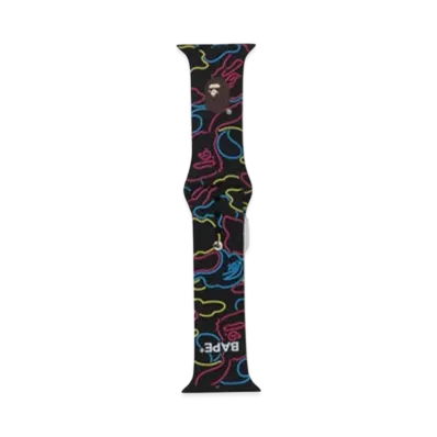 A BATHING APE Neon Camo Watch Band "Black"