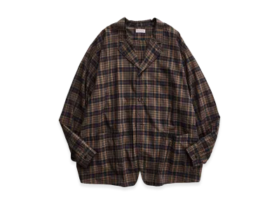NICENESS Maureen Pigment-Dyed Madras Check Coverall "Brown Navy"