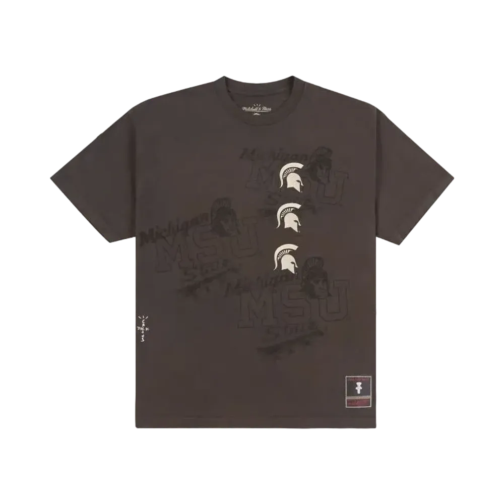 Travis Scott x M&N x Michigan State University Seal Tee "Brown"