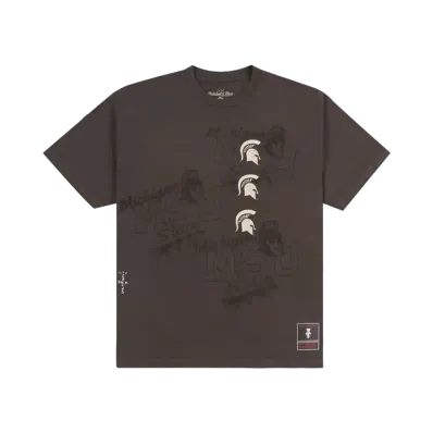 Travis Scott x M&N x Michigan State University Seal Tee "Brown"