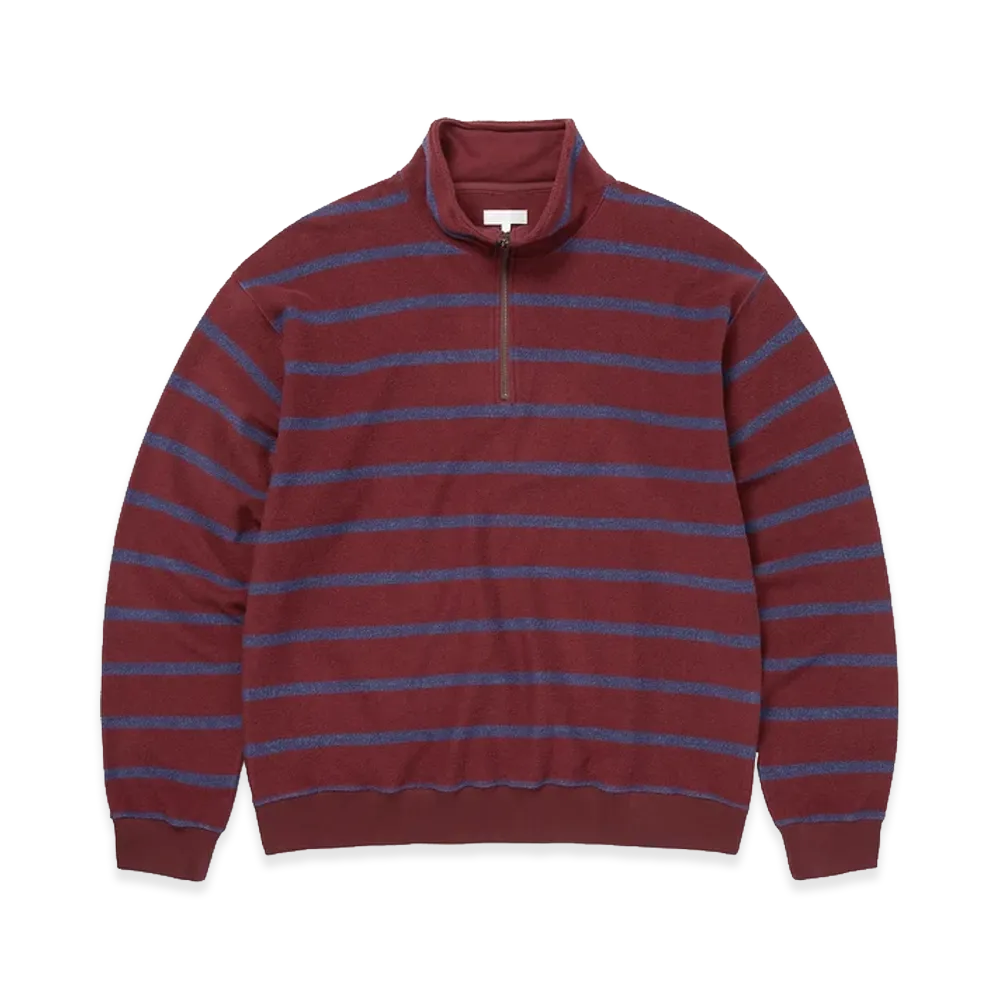 thisisneverthat Striped Half Zip Sweatshirt "Burgundy"