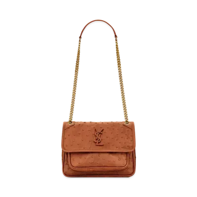 Saint Laurent Niki Baby In Ostrich "Brick"