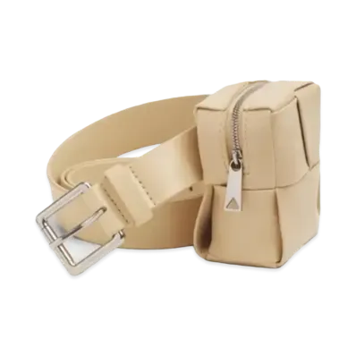 Bottega Veneta Leather Belt With Zipper Pouch "Porridge"