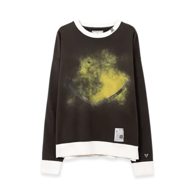 Maison MIHARA YASUHIRO Smily Face Printed Distressed Ringer Sweatshirt "Black"