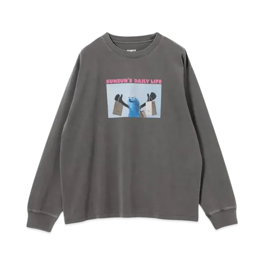 B:MING by BEAMS x PUPPET SUNSUN / Fade Photo Print Long Sleeve T-Shirt Shop "InkBlack"