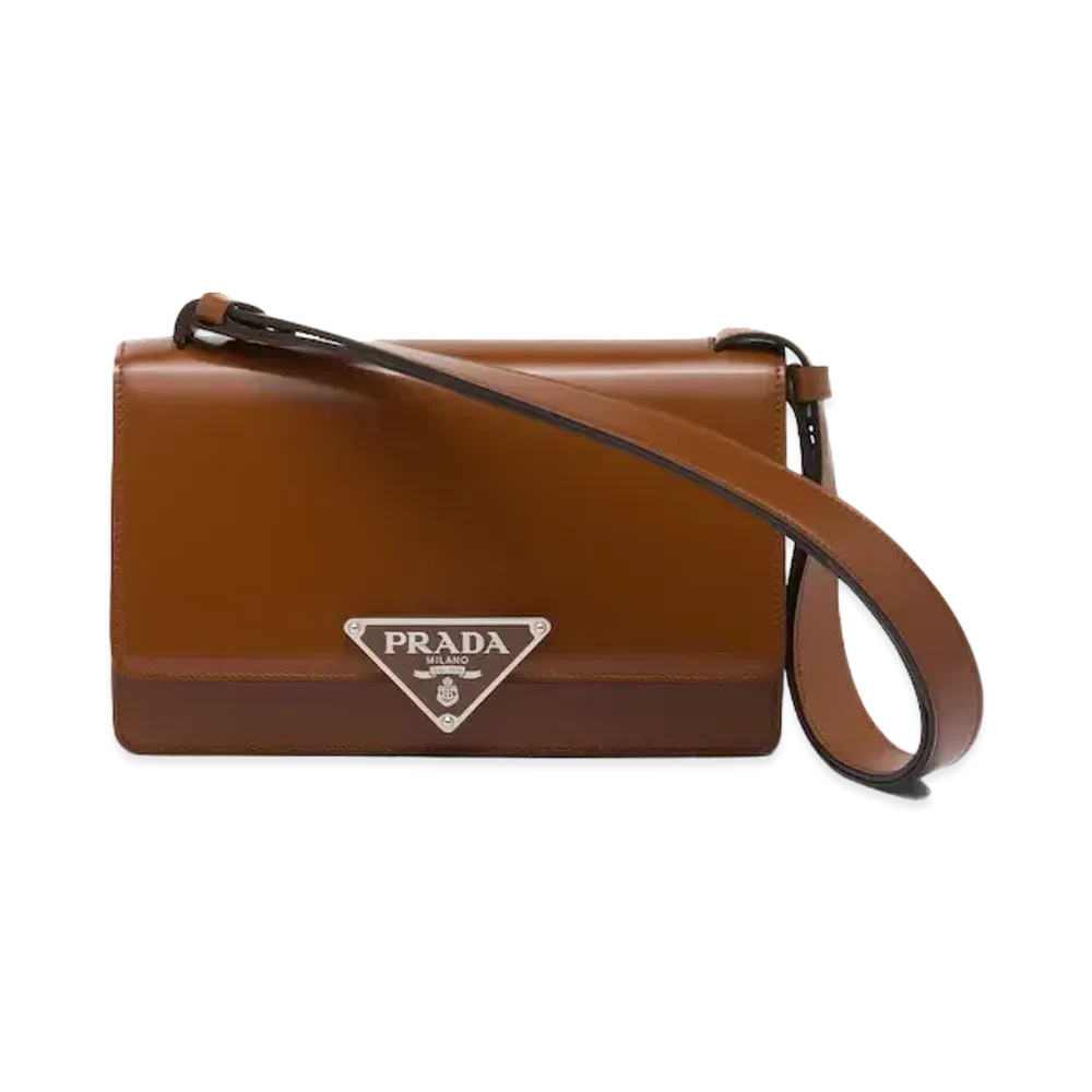 PRADA Embleme Brushed Leather Bag "Tobacco"