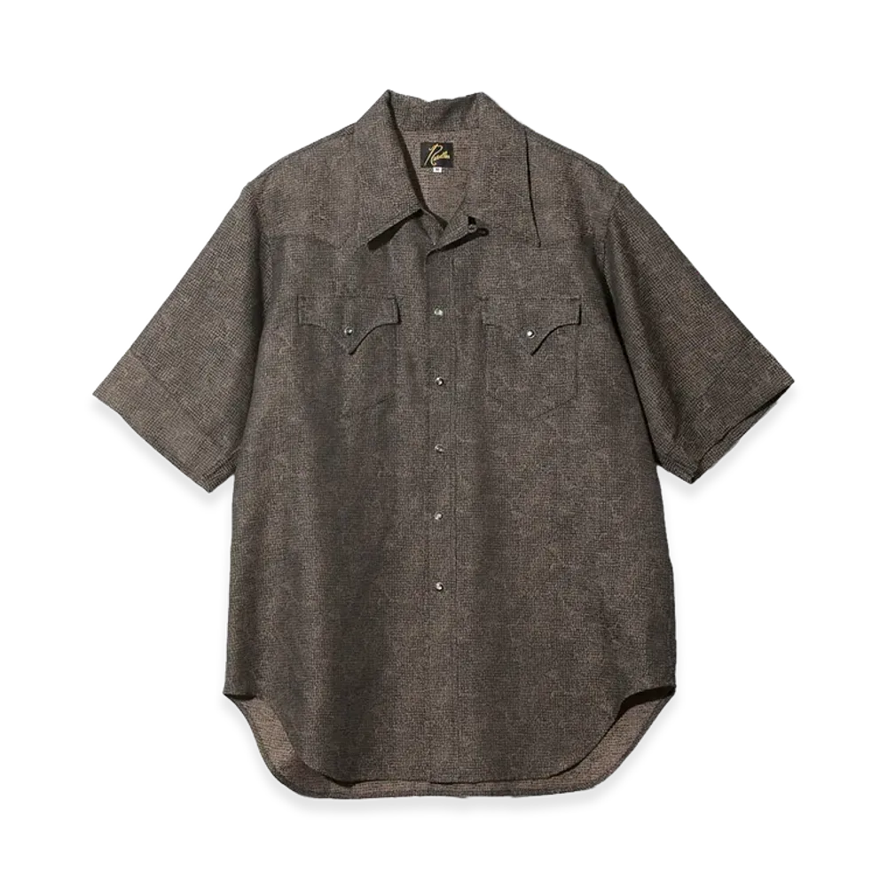 NEEDLES S/S Western Shirt Micro Shadow Plaid "Brown"