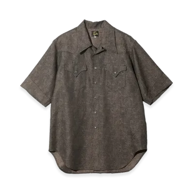 NEEDLES S/S Western Shirt Micro Shadow Plaid "Brown"