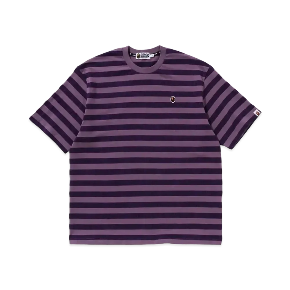A BATHING APE Ape Head One Point Sport Stripe Relaxed Fit Tee "Purple"