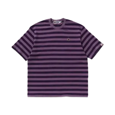 A BATHING APE Ape Head One Point Sport Stripe Relaxed Fit Tee "Purple"