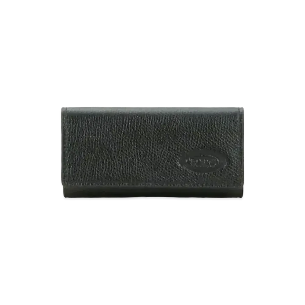 TOD'S Leather Key Holder "Black/Green"