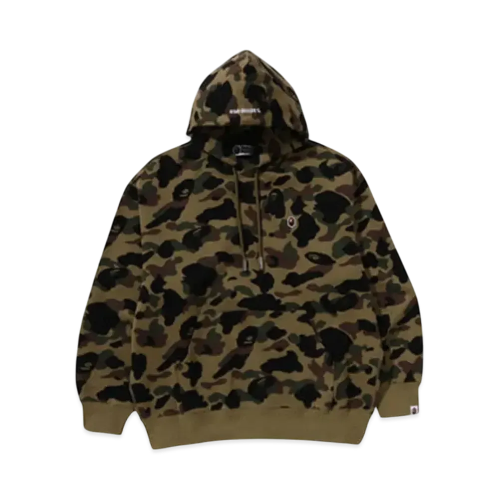 A BATHING APE 1St Camo Jacquard One Point Relaxed Fit Pullover Hoodie "Green"