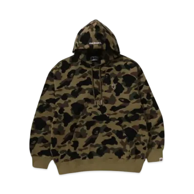 A BATHING APE 1St Camo Jacquard One Point Relaxed Fit Pullover Hoodie "Green"