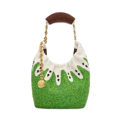 LOEWE Mini Squeeze Bag In Beaded Leather "Green"