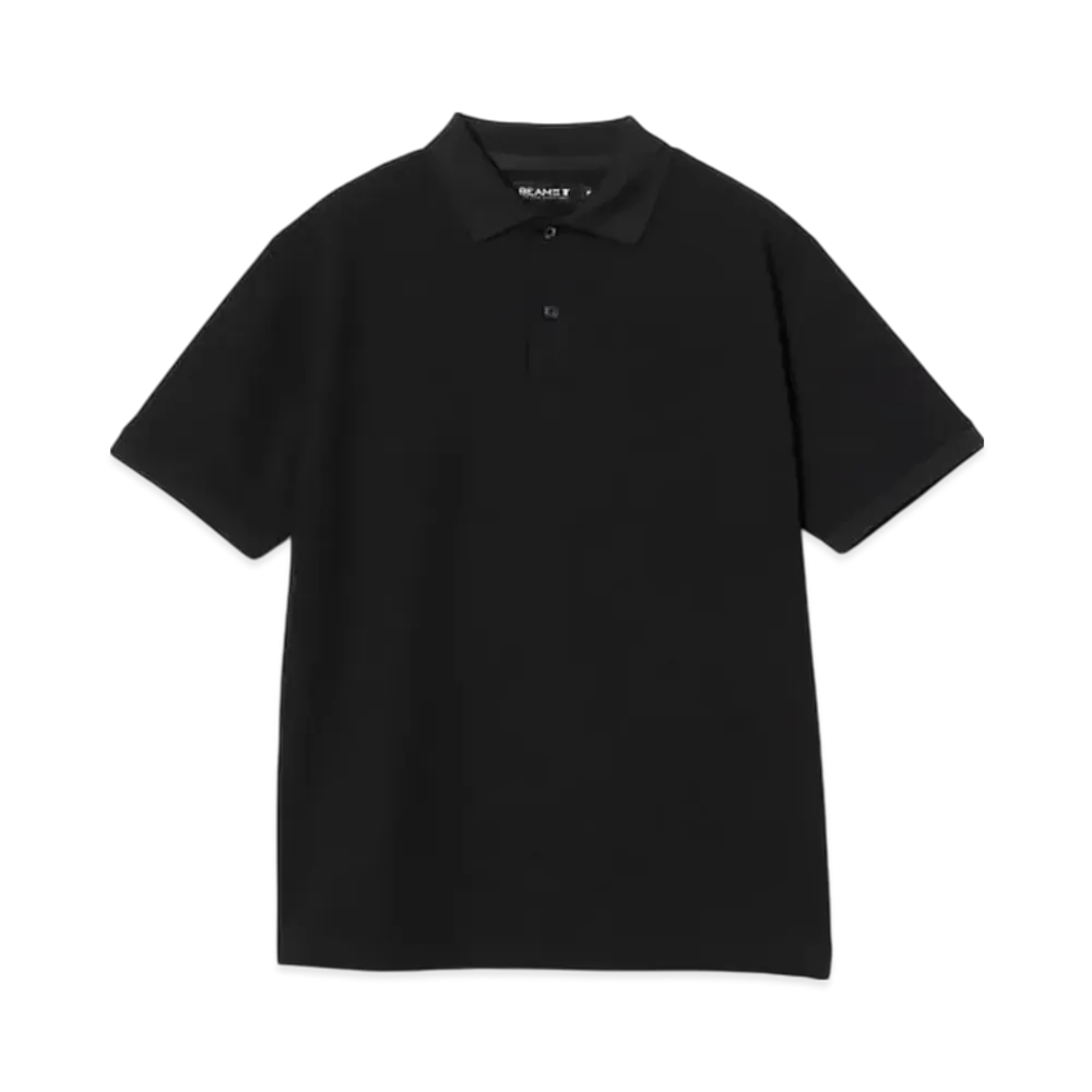 BEAMS Waffle Polo Shirt "Black"