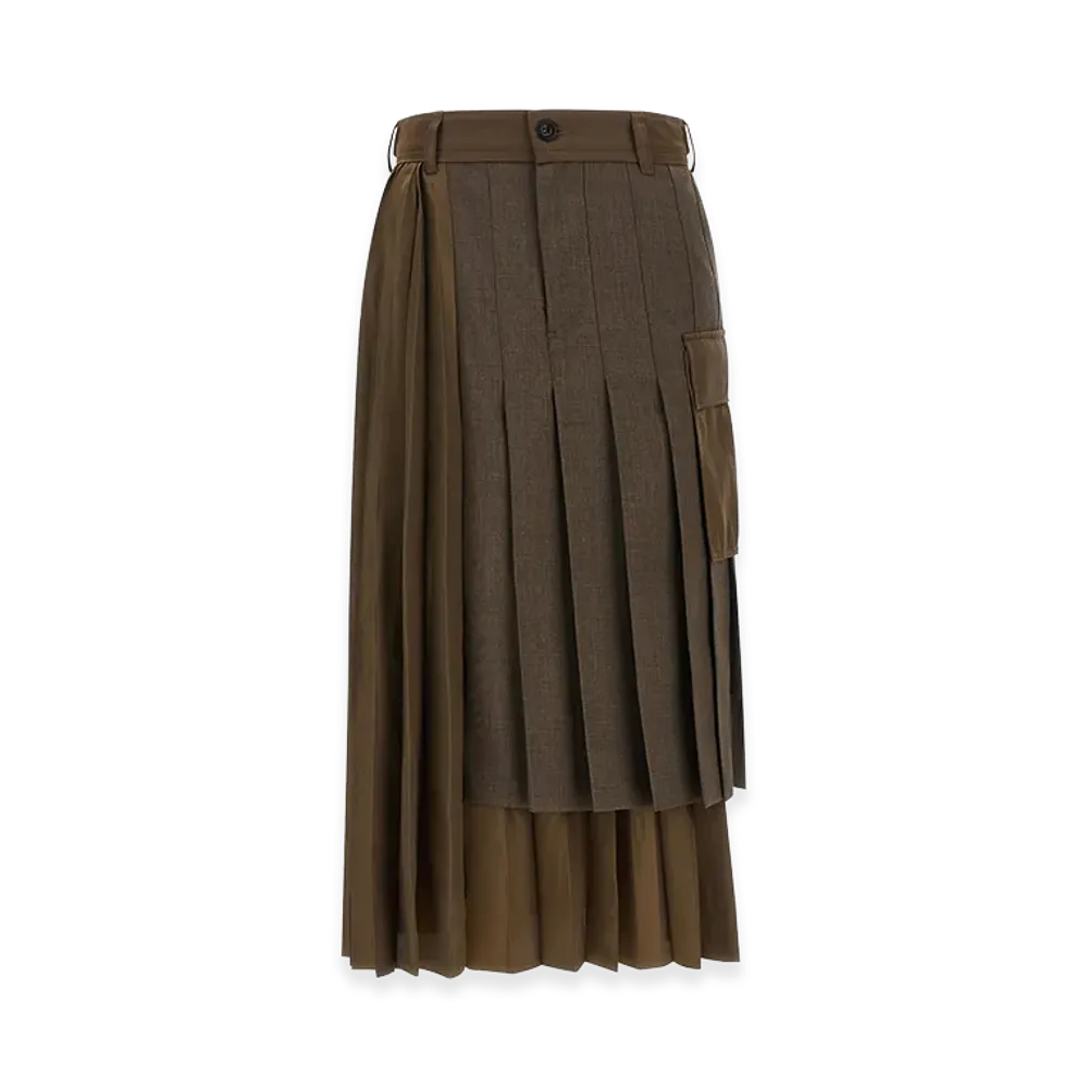 sacai Women's Hybrid Construction Skirt "Brown"