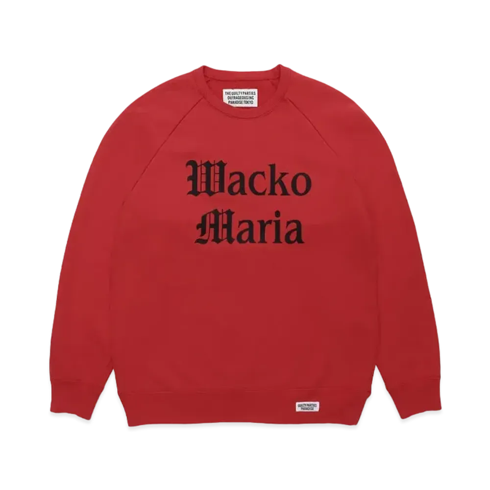 WACKO MARIA WASHED HEAVY WEIGHT SWEAT SHIRT "Red"