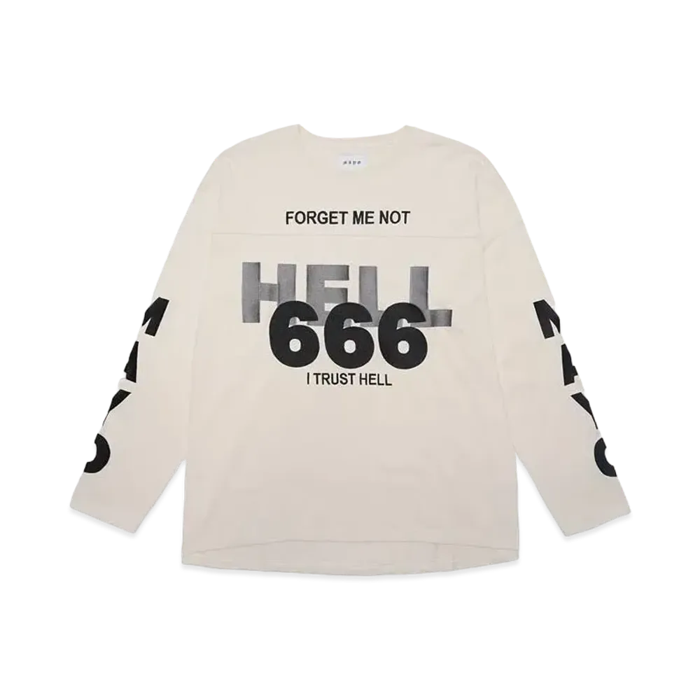 MAYO HELL & HEAVEN Embroidery Football Long Sleeve Tee "OFF WHITE"