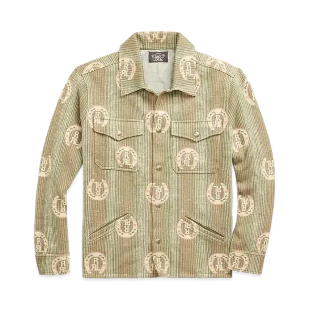 RRL Ralph Lauren (Limited Collection) Horseshoe Logo Cotton Overshirt Sweater "Green"