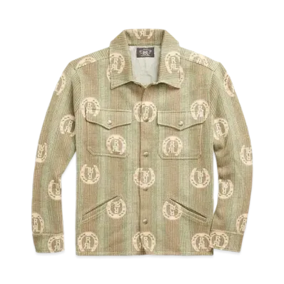 RRL Ralph Lauren (Limited Collection) Horseshoe Logo Cotton Overshirt Sweater "Green"
