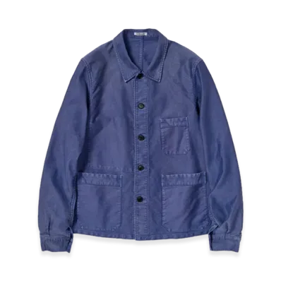 AURALEE Garment-Dyed Organic Cotton Heavy Moleskin Coverall "Faded Navy"